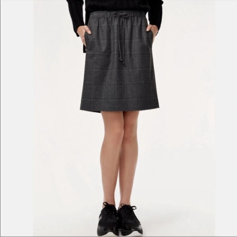 ✨HOST PICK✨ Aritzia The Group by Babaton Jimmy Tie Waist Skirt - Grey Plaid - Picture 3 of 10